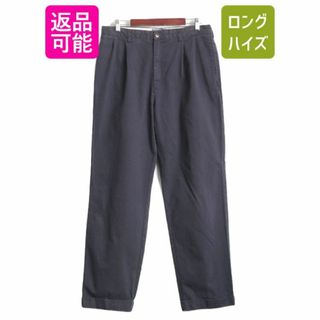 ラルフローレン(Ralph Lauren)の90s ポロ ラルフローレン コットン チノ パンツ メンズ 34 32 / 古着 POLO 90年代 オールド ストレート スラックス ツータック チノパン 紺(チノパン)