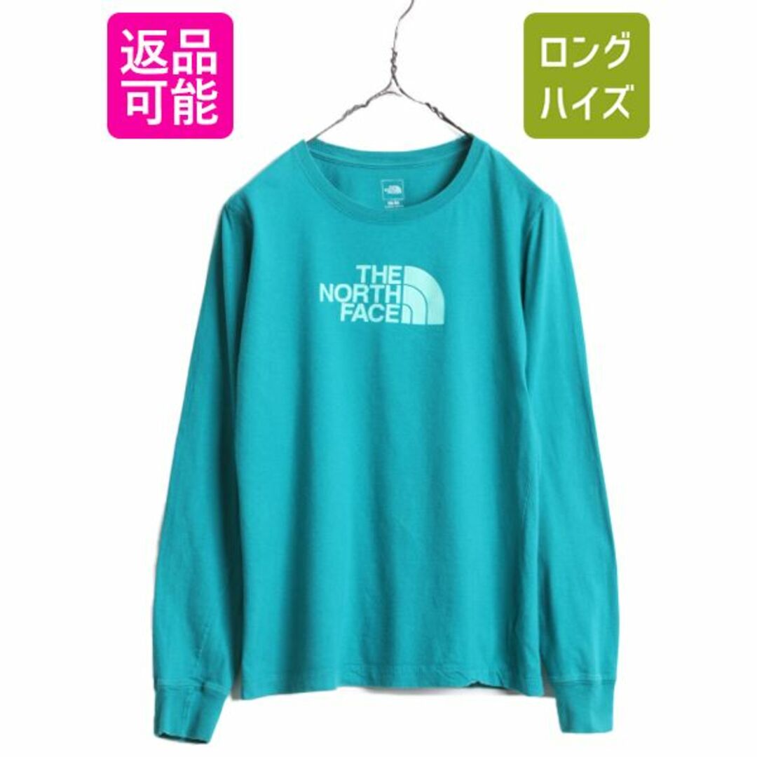 THE NORTH FACE(ザノースフェイス)のノースフェイス プリント 長袖 Tシャツ レディース M / 古着 The North Face アウトドア クルーネック ロングスリーブ ロンT カットソー 緑 レディースのトップス(カットソー(長袖/七分))の商品写真