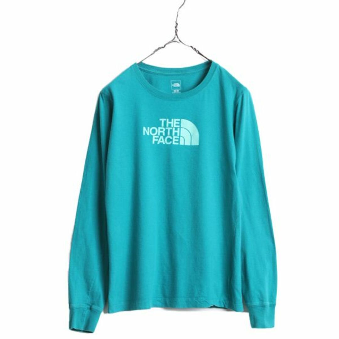 THE NORTH FACE(ザノースフェイス)のノースフェイス プリント 長袖 Tシャツ レディース M / 古着 The North Face アウトドア クルーネック ロングスリーブ ロンT カットソー 緑 レディースのトップス(カットソー(長袖/七分))の商品写真