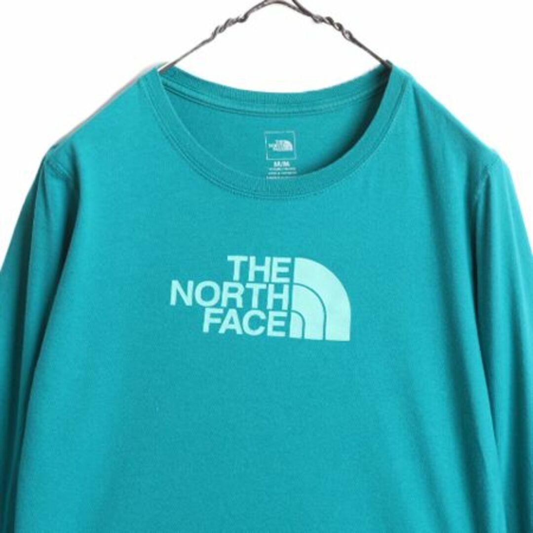 THE NORTH FACE(ザノースフェイス)のノースフェイス プリント 長袖 Tシャツ レディース M / 古着 The North Face アウトドア クルーネック ロングスリーブ ロンT カットソー 緑 レディースのトップス(カットソー(長袖/七分))の商品写真