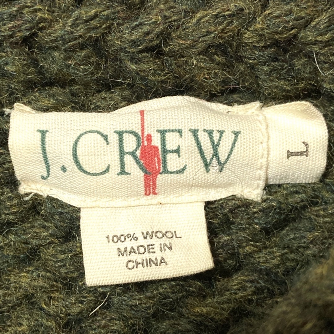 J.Crew(ジェイクルー)の90s J.CREW ウールセーター　L カーキ　ライン　jcrew ビンテージ メンズのトップス(ニット/セーター)の商品写真