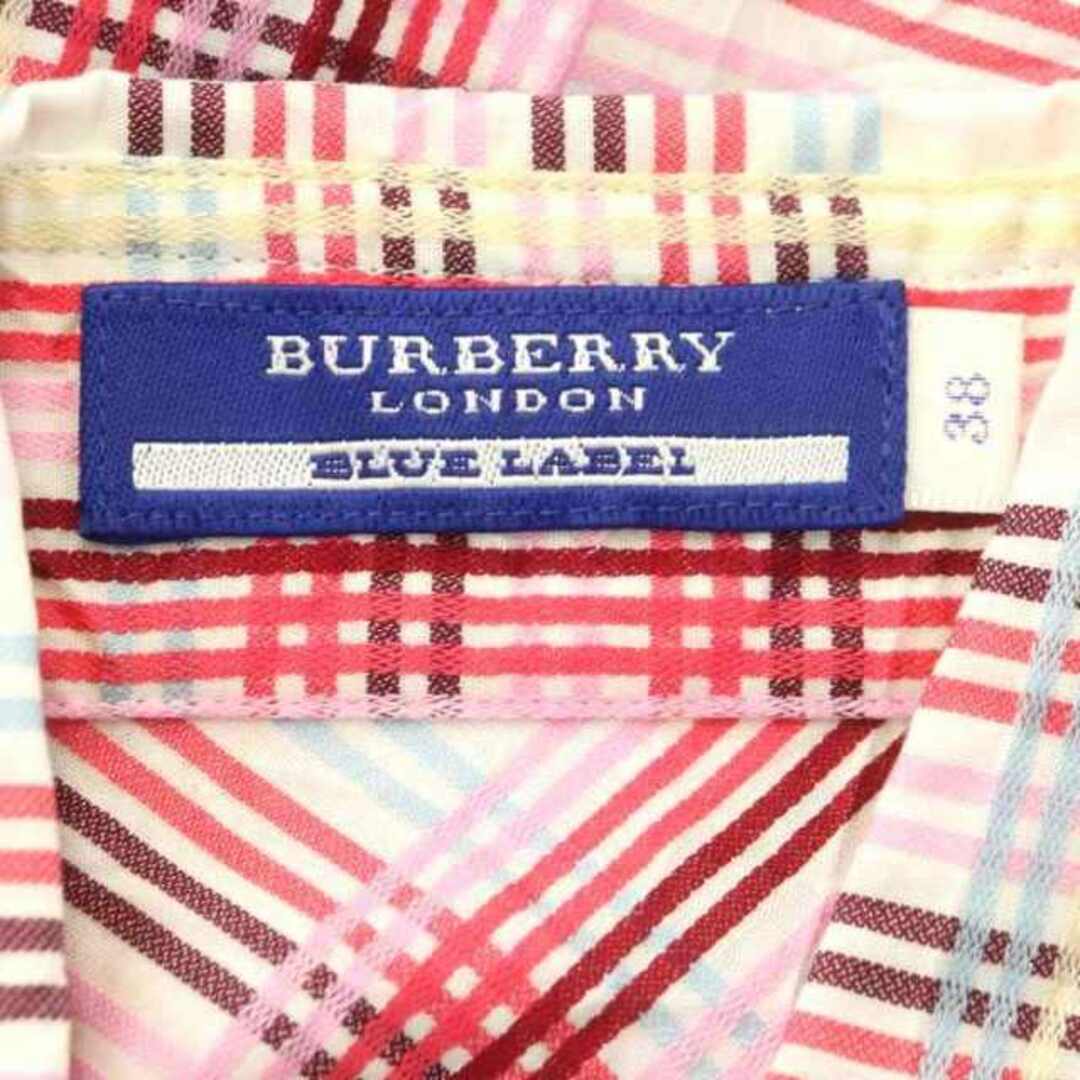 BURBERRY BLUE LABEL(バーバリーブルーレーベル)のバーバリーブルーレーベル シャツ ブラウス 半袖 ロゴ刺繍 チェック BD 38 レディースのトップス(シャツ/ブラウス(半袖/袖なし))の商品写真