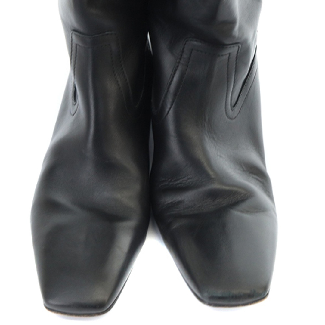 FABIO RUSCONI(ファビオルスコーニ)のファビオルスコーニ レザーロングブーツ スクエアトゥ 39 26cm 黒 レディースの靴/シューズ(ブーツ)の商品写真