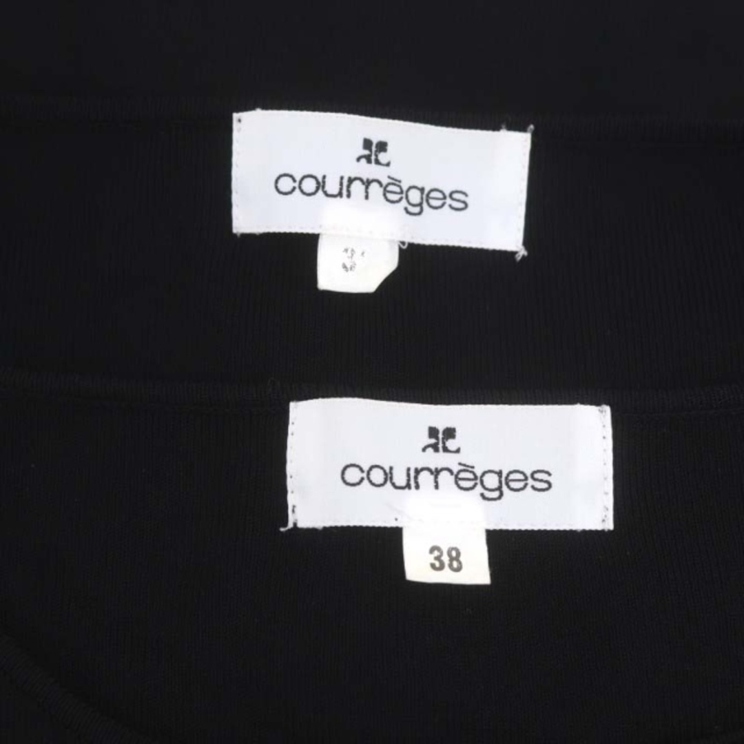 Courreges(クレージュ)のクレージュ ビジュー ニットアンサンブル カーディガン 長袖 半袖 38 M 黒 レディースのトップス(アンサンブル)の商品写真