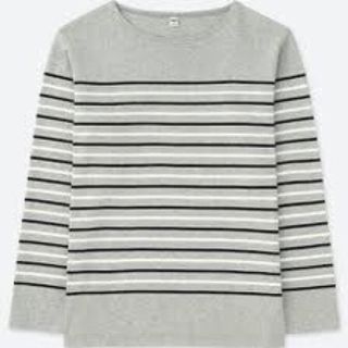 ユニクロ(UNIQLO)のユニクロ　ボーダー　長袖　tシャツ　ロンT ナチュラル　ウォッシュボーダーT(Tシャツ/カットソー(七分/長袖))