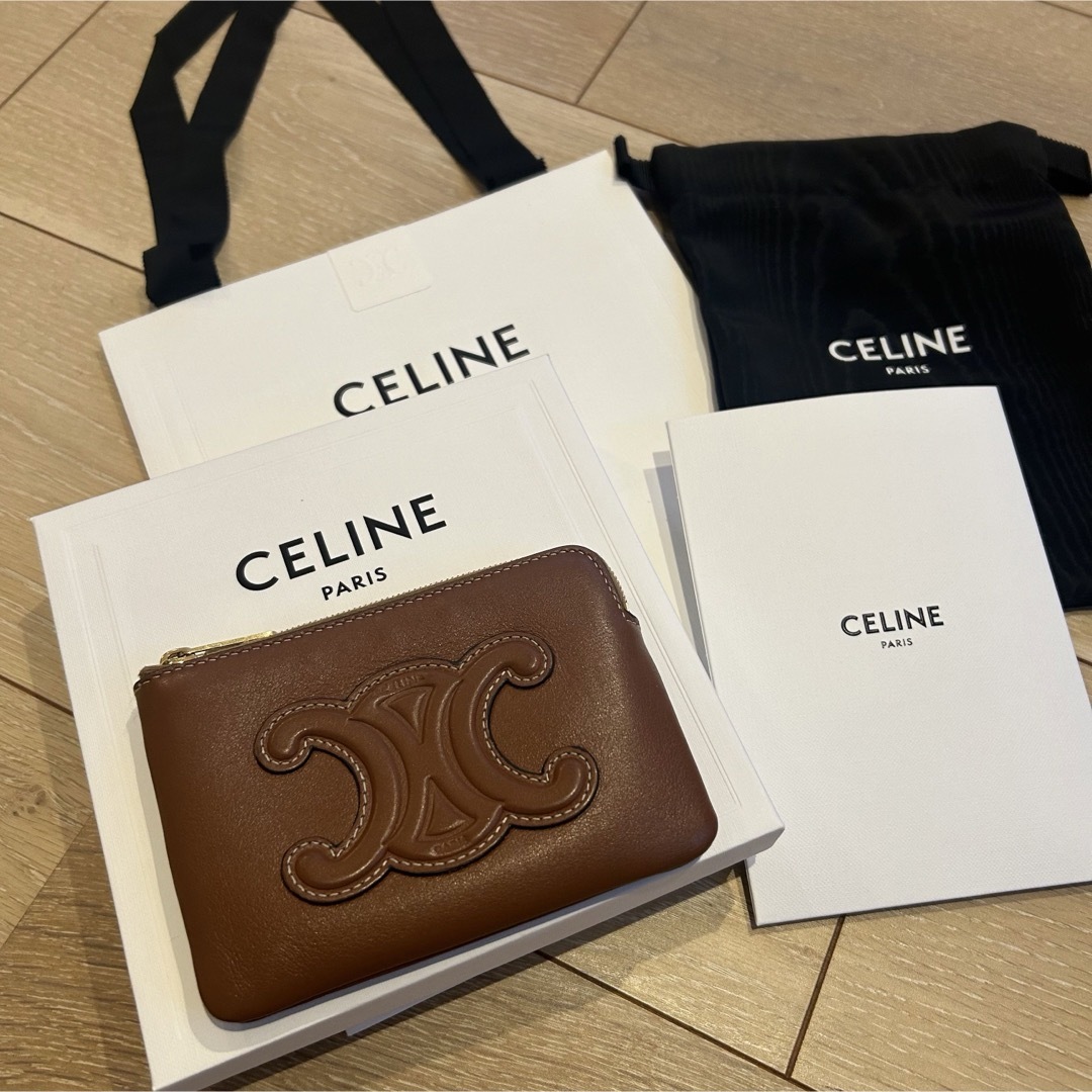 celine(セリーヌ)の【美品】CELINEセリーヌ トリオンフ コイン&カードケース キーリング付 レディースのファッション小物(コインケース)の商品写真