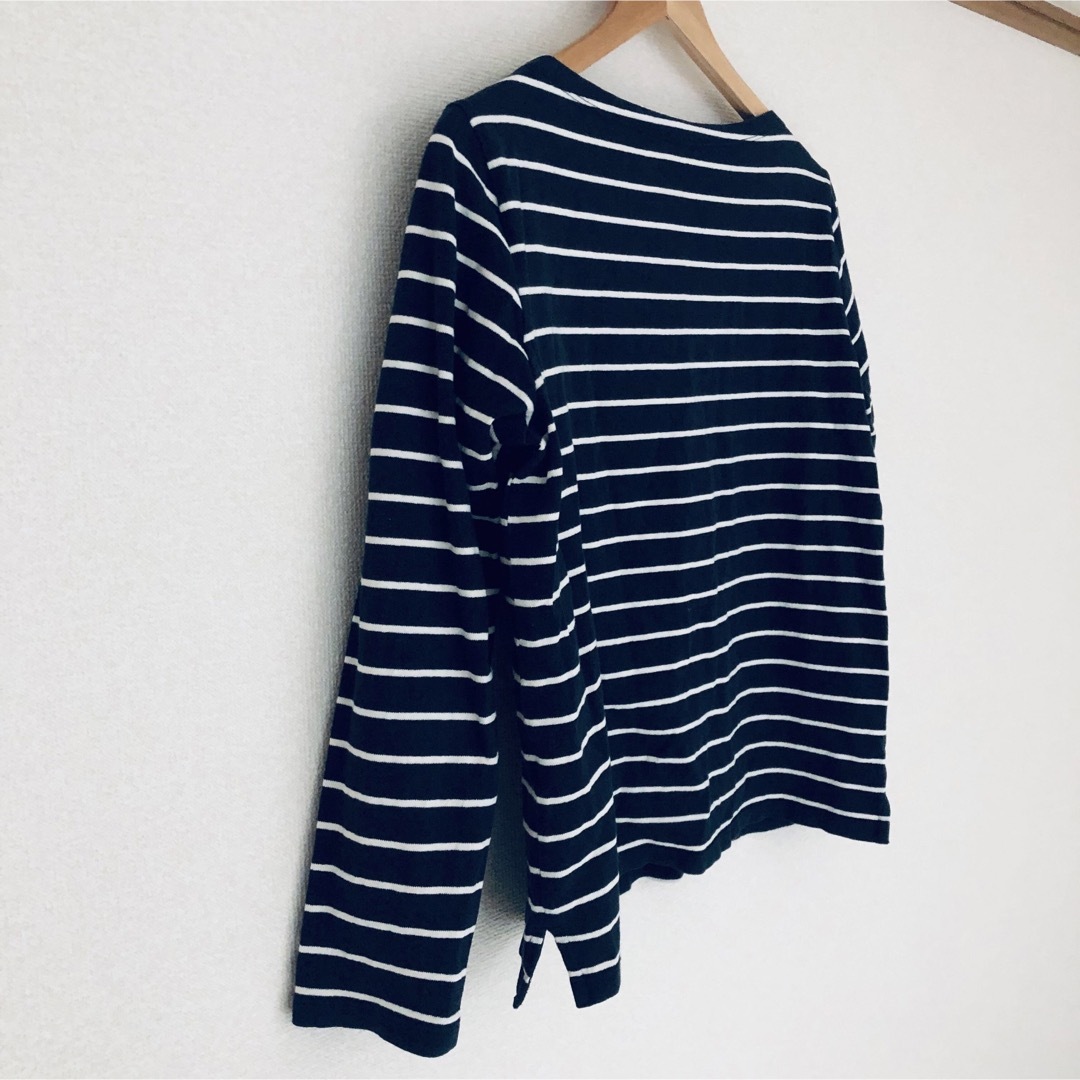 UNIQLO(ユニクロ)のユニクロ　ボーダーボートネックT ロンT 長袖　tシャツ レディースのトップス(Tシャツ(長袖/七分))の商品写真