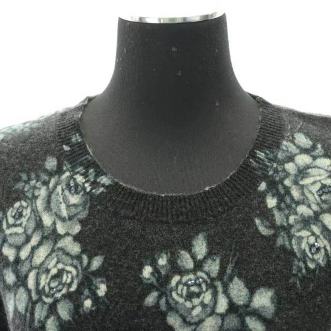 LAURA ASHLEY(ローラアシュレイ)のローラアシュレイ ウール 花柄 スパンコール ニット カットソー 半袖 M 黒 レディースのトップス(ニット/セーター)の商品写真