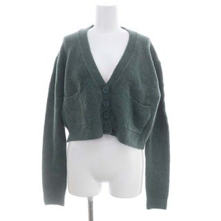 ザラ(ZARA)のザラ KNIT CROPPED JACKET カーディガン ニット 長袖 S 緑(カーディガン)