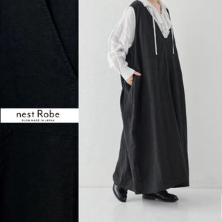 ネストローブ(nest Robe)のnest Robe ブラックリネン バックVネックノースリーブワンピース(ロングワンピース/マキシワンピース)