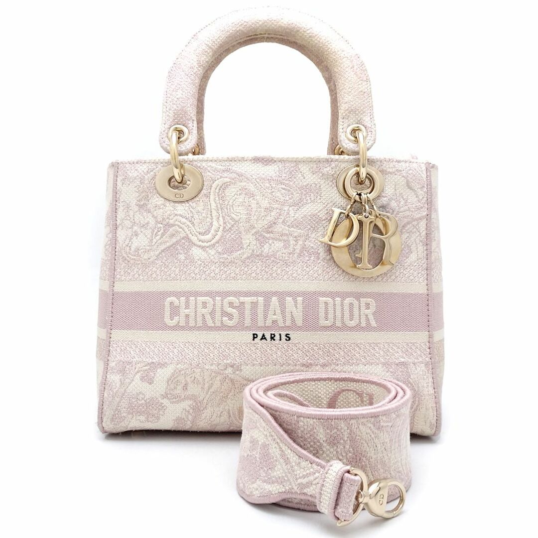 Christian Dior(クリスチャンディオール)のChristian Dior クリスチャンディオール LADY D-LITE レディ ディーライト ミディアム M05650RGO 2Wayバッグ キャンバス ライトピンク/351086【中古】 レディースのバッグ(その他)の商品写真