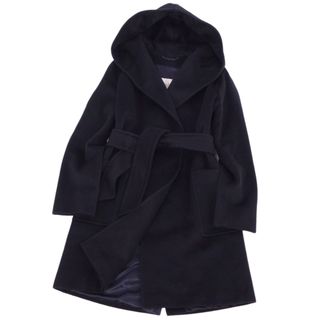 マックスマーラ(Max Mara)の極美品 マックスマーラ Max Mara コート RIALTO リアルト 白タグ フード付き ベルト付き キャメル100％ アウター レディース イタリア製 JI38 USA4 FB36 GB6(M相当) ネイビー(その他)