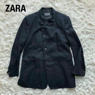 ZARA - ZARAザラ　リネン素材ナポレオンジャケット　濃紺ネイビー50