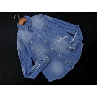 トミーガール(tommy girl)のtommy girl トミーガール USED加工 デニム シャツ sizeS/青 ■◇ レディース(シャツ/ブラウス(長袖/七分))