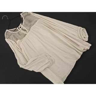 ZARA basic ザラ ベーシック メッシュ切替 ブラウス シャツ sizeL/ベージュ ■◇ レディース(シャツ/ブラウス(長袖/七分))