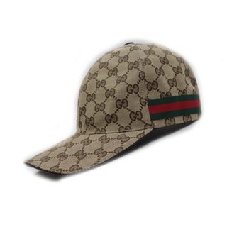 グッチ(Gucci)の美品 グッチ Z00035 539517 GG柄 GGキャンバス キャップ ベージュ 茶 赤 緑 サイズM GUCCI(キャップ)