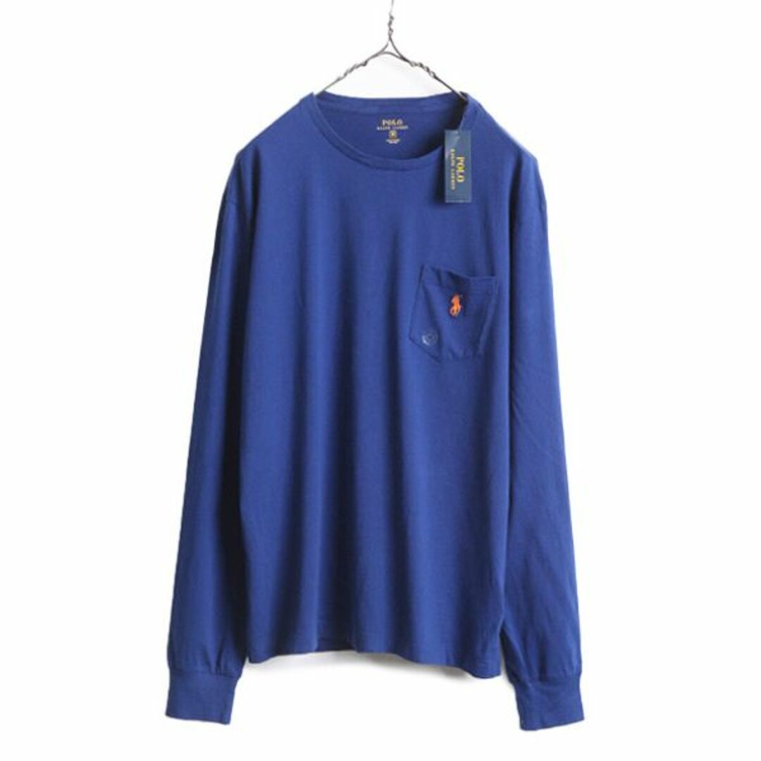 Ralph Lauren(ラルフローレン)のデッドストック ポロ ラルフローレン ポケット付き 長袖 Tシャツ メンズ M 新品 未使用 ロンT ポケT ワンポイント コットン ストレッチ 青 メンズのトップス(Tシャツ/カットソー(七分/長袖))の商品写真