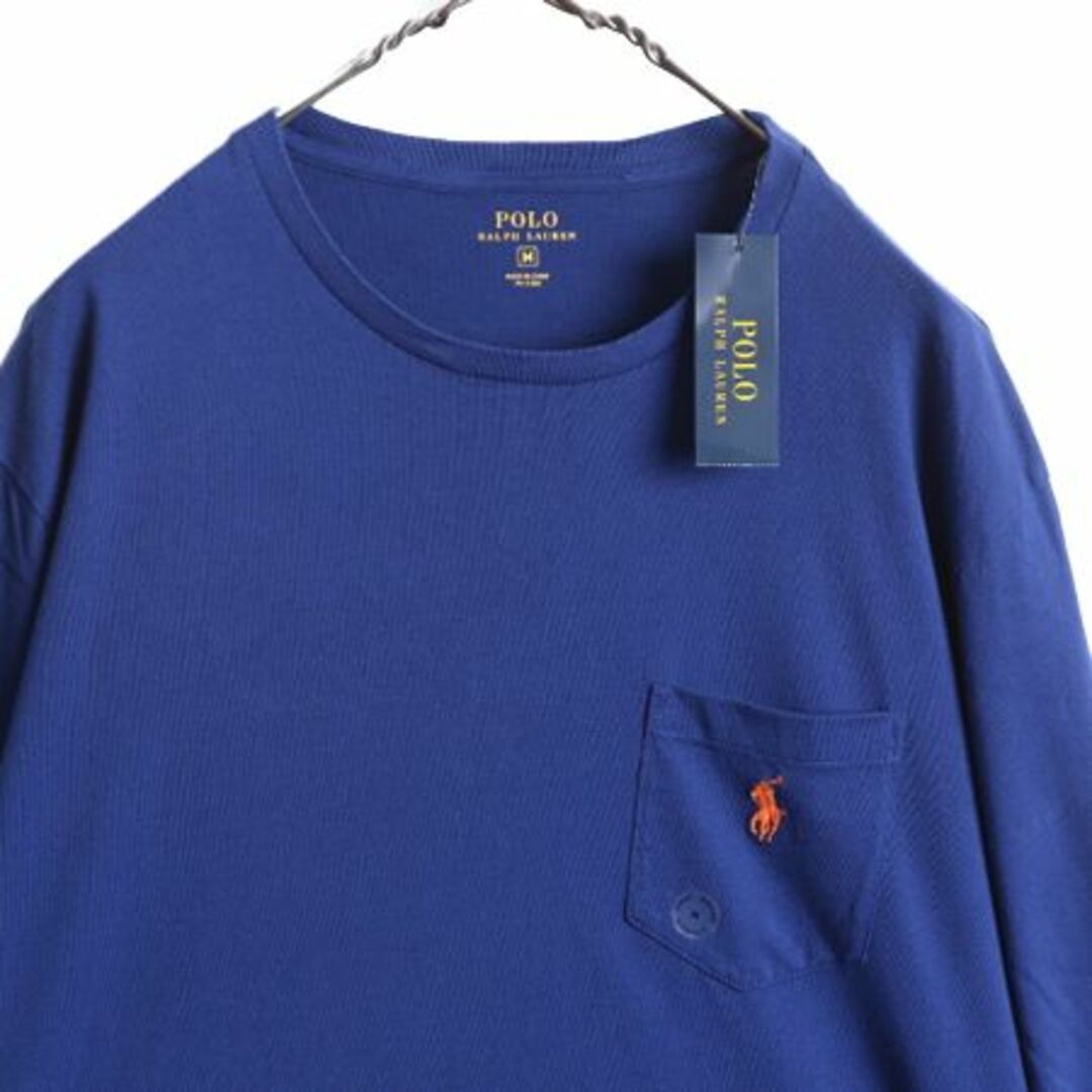 Ralph Lauren(ラルフローレン)のデッドストック ポロ ラルフローレン ポケット付き 長袖 Tシャツ メンズ M 新品 未使用 ロンT ポケT ワンポイント コットン ストレッチ 青 メンズのトップス(Tシャツ/カットソー(七分/長袖))の商品写真