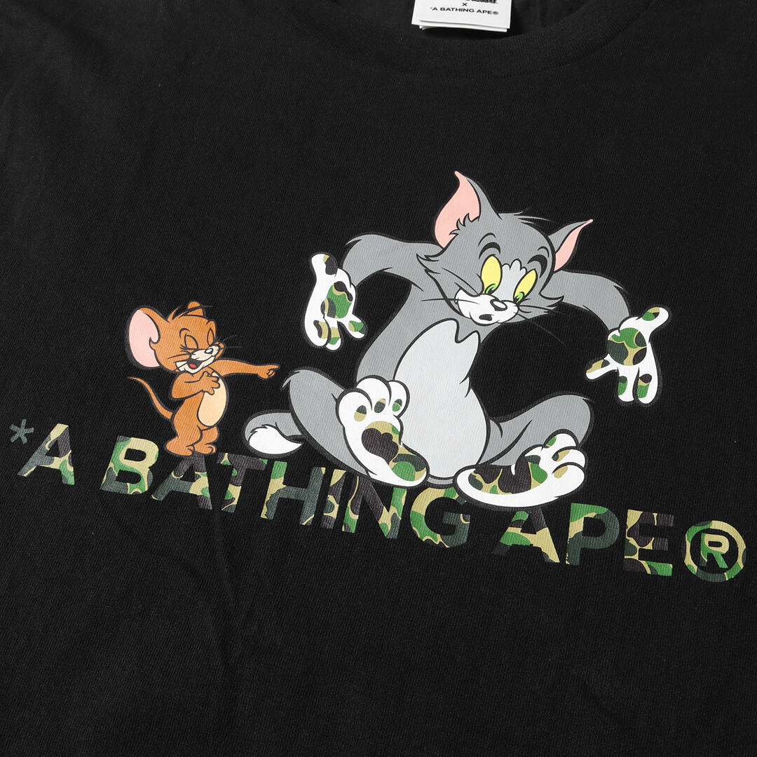 A BATHING APE(アベイシングエイプ)のA BATHING APE ア ベイシング エイプ Tシャツ サイズ:L 21SS Tom and Jerry トム&ジェリー ABCカモ ロングスリーブTシャツ ブラック 黒 トップス カットソー 長袖【メンズ】【中古】 メンズのトップス(Tシャツ/カットソー(七分/長袖))の商品写真