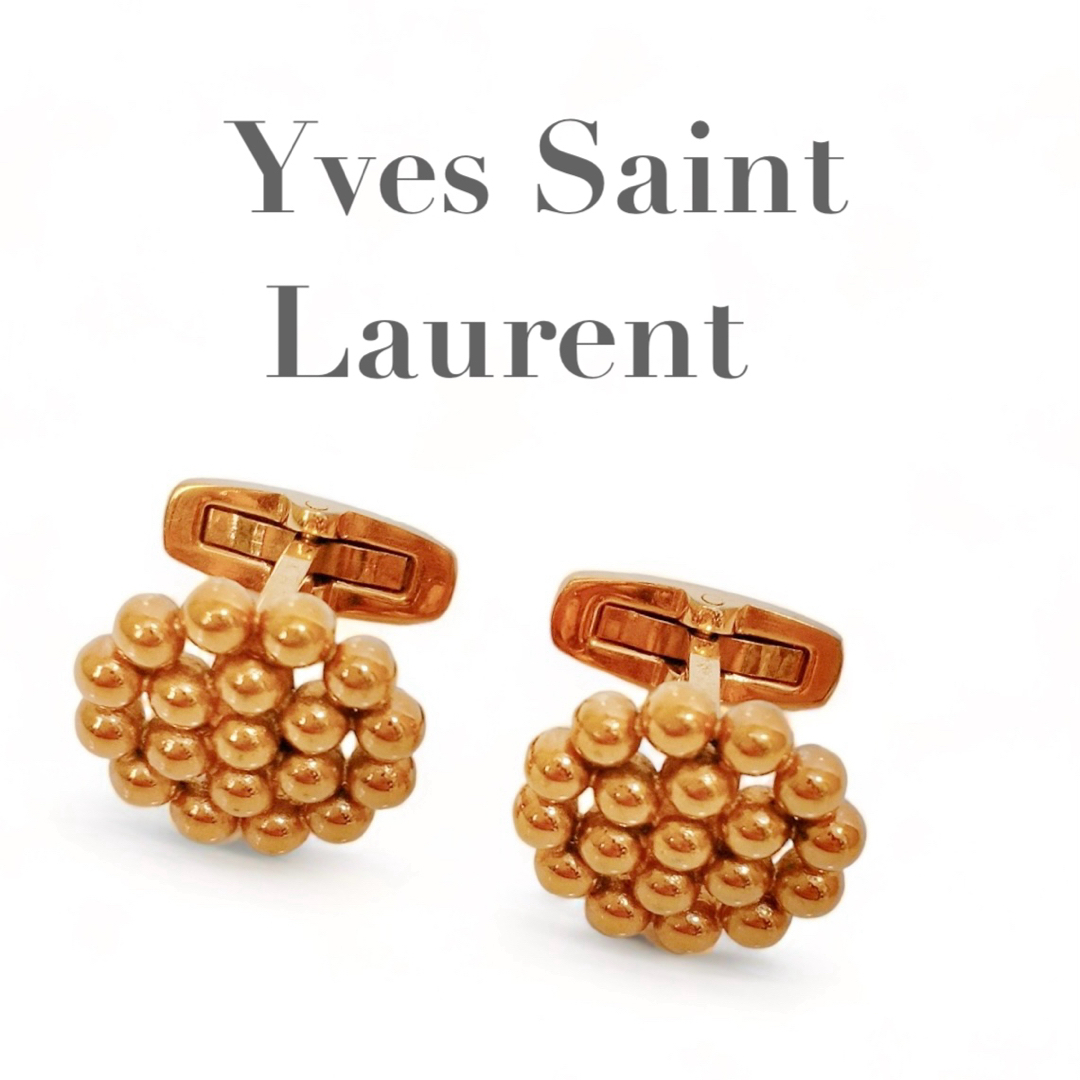 Yves Saint Laurent(イヴサンローラン)の美品 希少 イヴサンローラン カフス ゴールド ドット サークル 球 メンズのファッション小物(カフリンクス)の商品写真