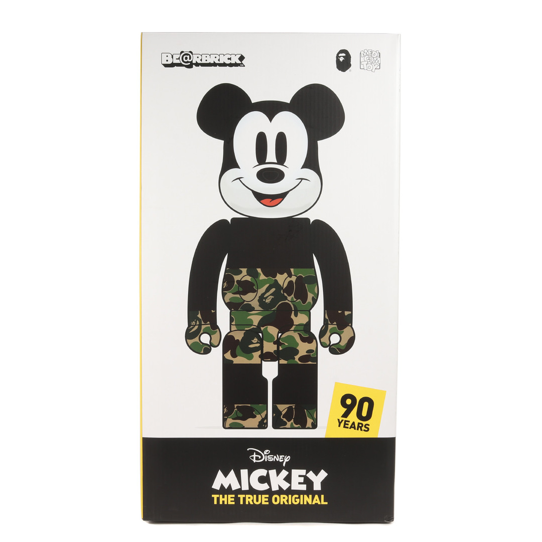 A BATHING APE(アベイシングエイプ)の美品 A BATHING APE ア ベイシング エイプ 2019年モデル A BATHING APE BE@RBRICK ミッキーマウス 1000% 猿迷彩 グリーンカモ トリプルネーム コラボ Disney 【メンズ】【中古】 エンタメ/ホビーのフィギュア(その他)の商品写真