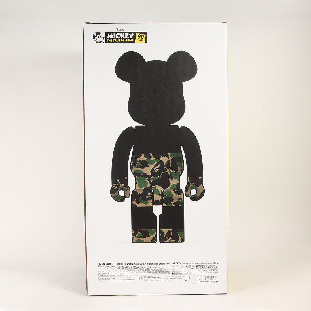 A BATHING APE(アベイシングエイプ)の美品 A BATHING APE ア ベイシング エイプ 2019年モデル A BATHING APE BE@RBRICK ミッキーマウス 1000% 猿迷彩 グリーンカモ トリプルネーム コラボ Disney 【メンズ】【中古】 エンタメ/ホビーのフィギュア(その他)の商品写真