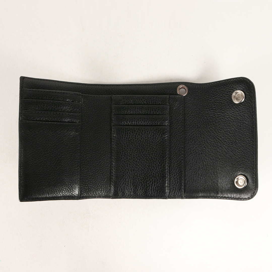 Chrome Hearts(クロムハーツ)の新品 CHROME HEARTS クロムハーツ 24年 クロスボタン ウェーブ ミニ ヘビーレザー ウォレット / 財布 Wave Minil Wallet ブラック 黒 【メンズ】 メンズのファッション小物(折り財布)の商品写真