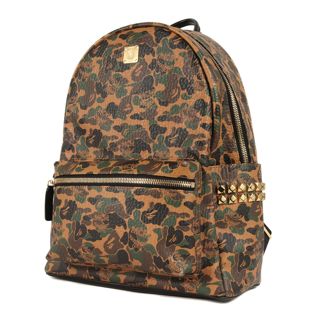 A BATHING APE(アベイシングエイプ)のA BATHING APE ア ベイシング エイプ 19AW MCM ヴィセトス 猿迷彩 スターク バックパック バッグ コニャック カモフラージュ コラボ ブランド カバン【メンズ】【中古】 メンズのバッグ(バッグパック/リュック)の商品写真