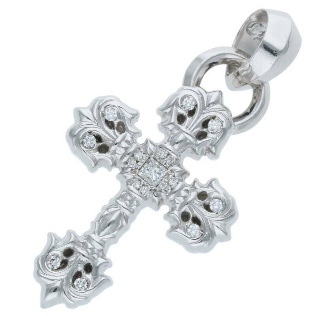 Chrome Hearts(クロムハーツ)のクロムハーツ  18K FILIG/CROSS-XSM P/D/フィリグリークロスXS PAVEダイヤ/ホワイトゴールドネックレストップ メンズ XS メンズのアクセサリー(ネックレス)の商品写真