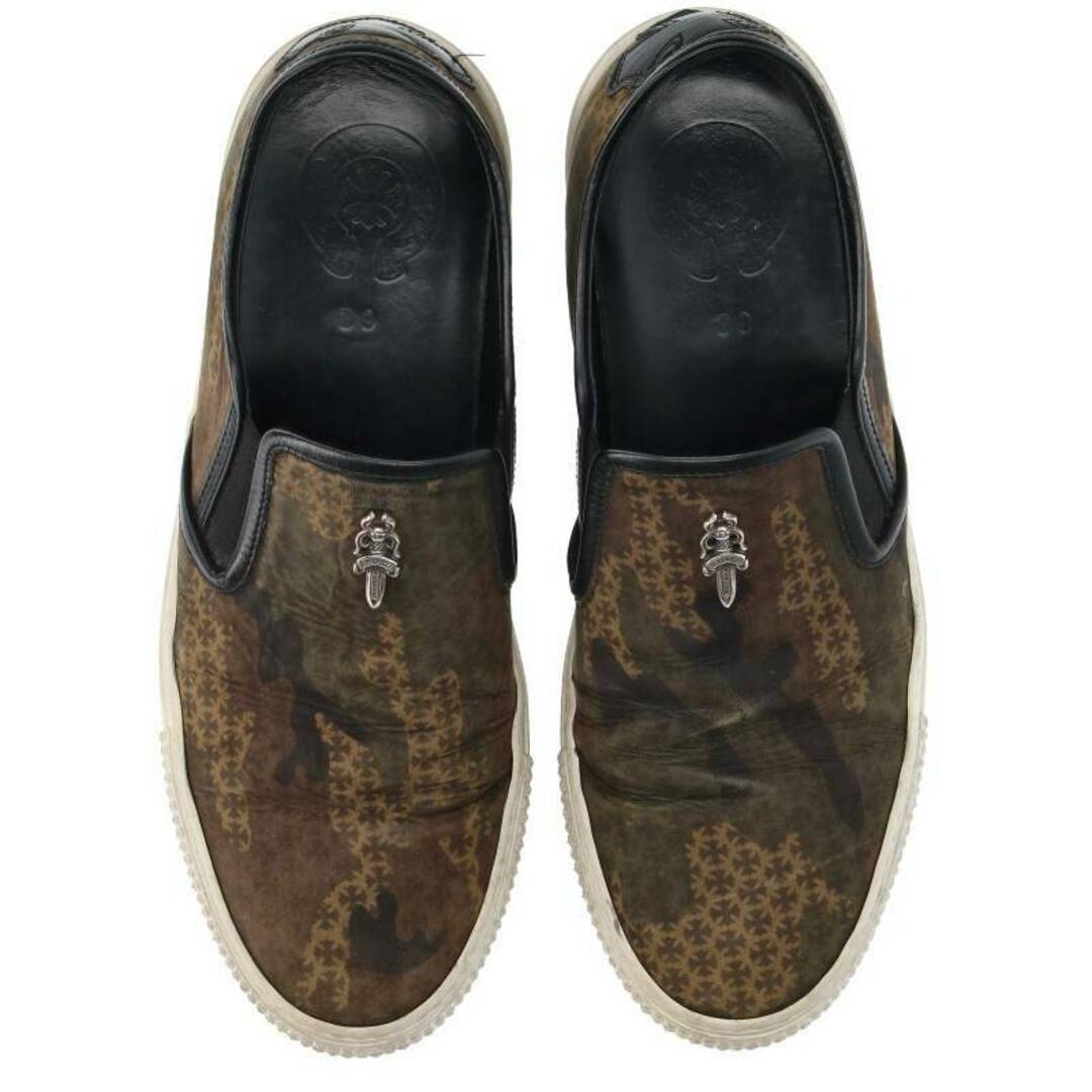 Chrome Hearts(クロムハーツ)のクロムハーツ  SLIP ON スリッポン CHプラスレザーパッチダガー付カモ柄レザースニーカー メンズ 39 メンズの靴/シューズ(スニーカー)の商品写真