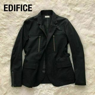 EDIFICE - EDIFICEエディフィス　コットンテーラードジャケット　ブラック黒