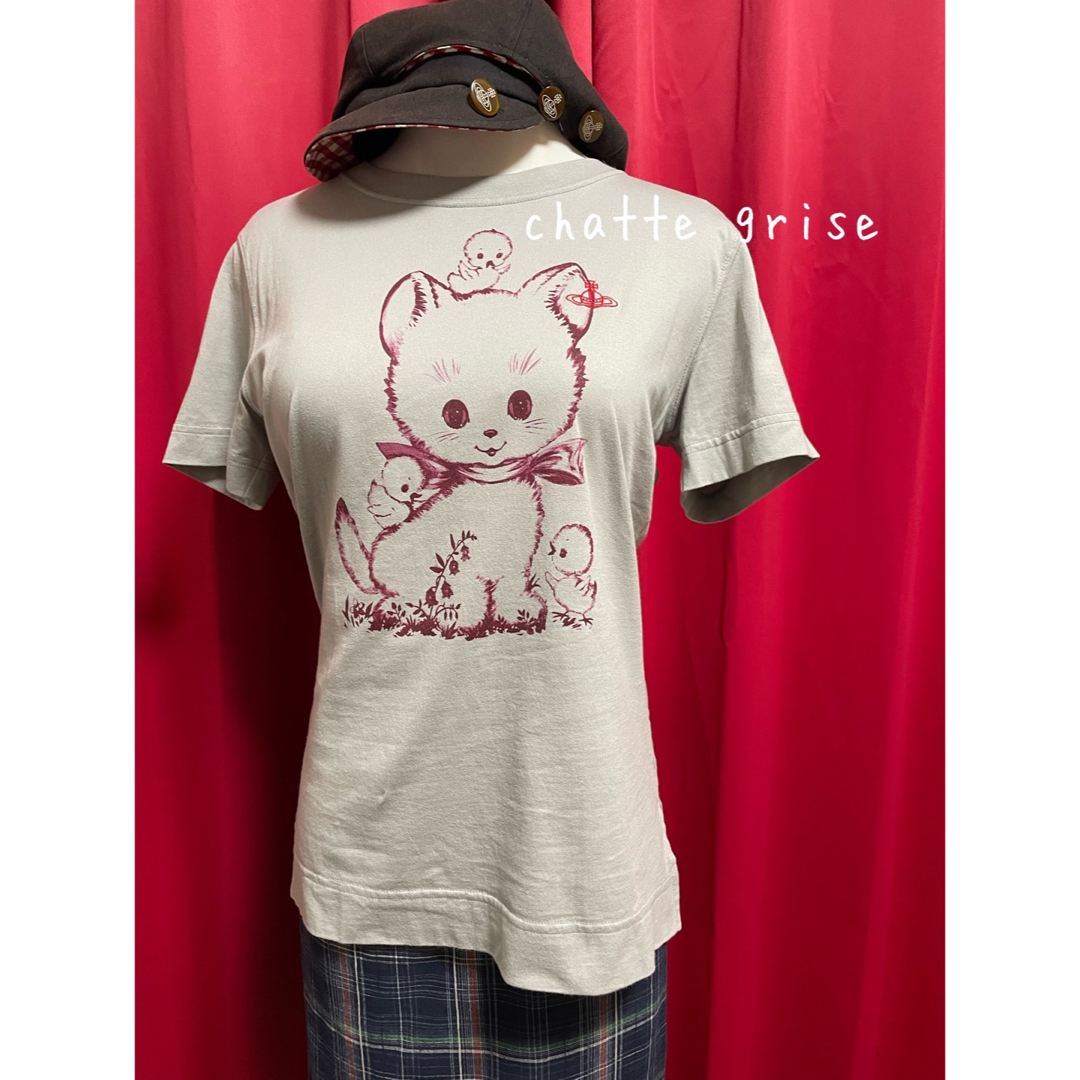 Vivienne Westwood(ヴィヴィアンウエストウッド)のヴィヴィアンノーステインキャット猫オーブTシャツカットソーヒグチ猫二階堂椎名林檎 レディースのトップス(カットソー(半袖/袖なし))の商品写真