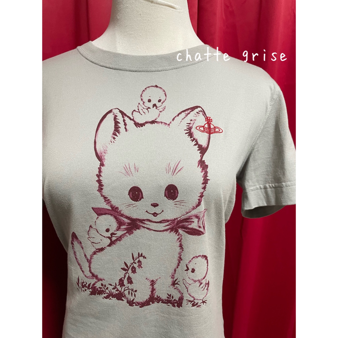 Vivienne Westwood(ヴィヴィアンウエストウッド)のヴィヴィアンノーステインキャット猫オーブTシャツカットソーヒグチ猫二階堂椎名林檎 レディースのトップス(カットソー(半袖/袖なし))の商品写真