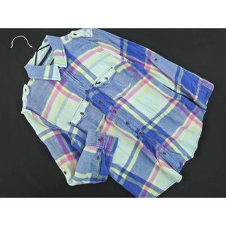 アバクロンビーアンドフィッチ(Abercrombie&Fitch)のAbercrombie & Fitch アバクロンビー＆フィッチ チェック 7分袖 シャツ sizeS/ピンクｘ青 ■◇ レディース(シャツ/ブラウス(長袖/七分))