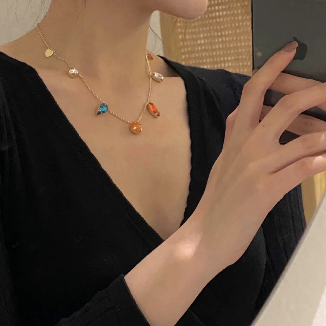 紗栄子さん着用 ラインストーンネックレス cecechic インポート レディースのアクセサリー(ネックレス)の商品写真