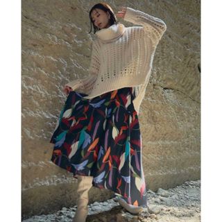 リエンダ(rienda)の️【ｒｉｅｎｄａ】2WAYネッククロシェKnit TOP ホワイト　完売品(ニット/セーター)