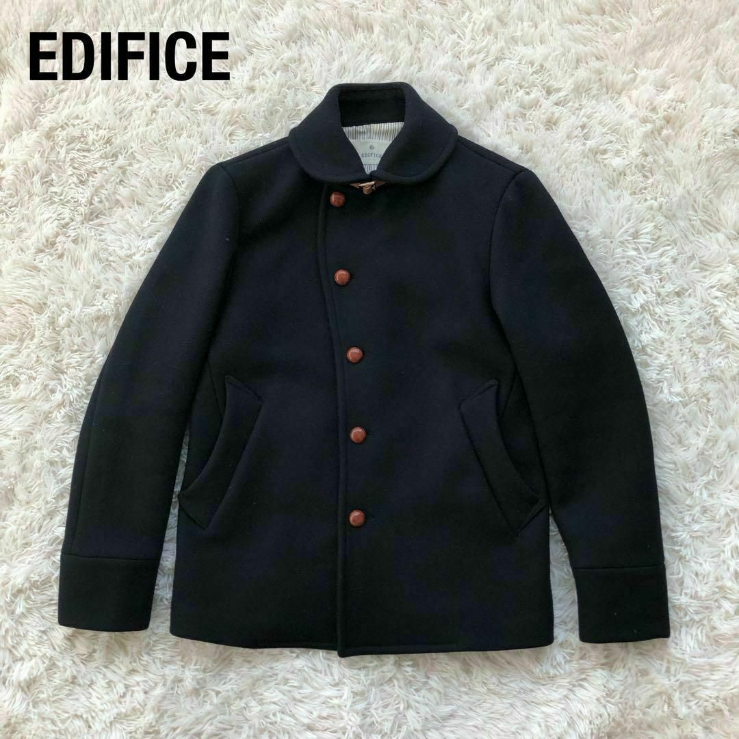 EDIFICE(エディフィス)のEDIFICEエディフィス　胡桃ボタンメルトンコート　ネイビー紺色44 メンズのジャケット/アウター(ピーコート)の商品写真