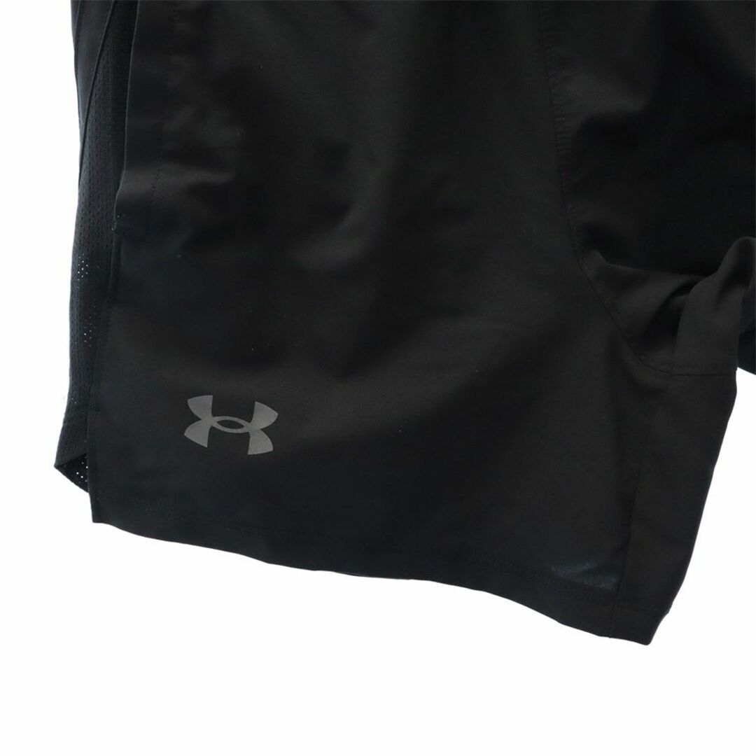 UNDER ARMOUR(アンダーアーマー)のアンダーアーマー 切替 ショートパンツ SM ブラック UNDER ARMOUR ロゴプリント レディース 古着 【240321】 メール便可 レディースのパンツ(ショートパンツ)の商品写真