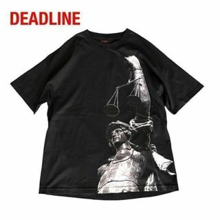 DEADLINEデッドライン　オーバーサイズプリントTシャツ　XXL　ブラック黒(Tシャツ/カットソー(半袖/袖なし))