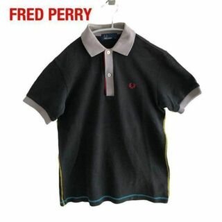フレッドペリー(FRED PERRY)のFRED PERRYフレッドペリー　ポロシャツ　ブラック黒マルチカラーステッチ(ポロシャツ)