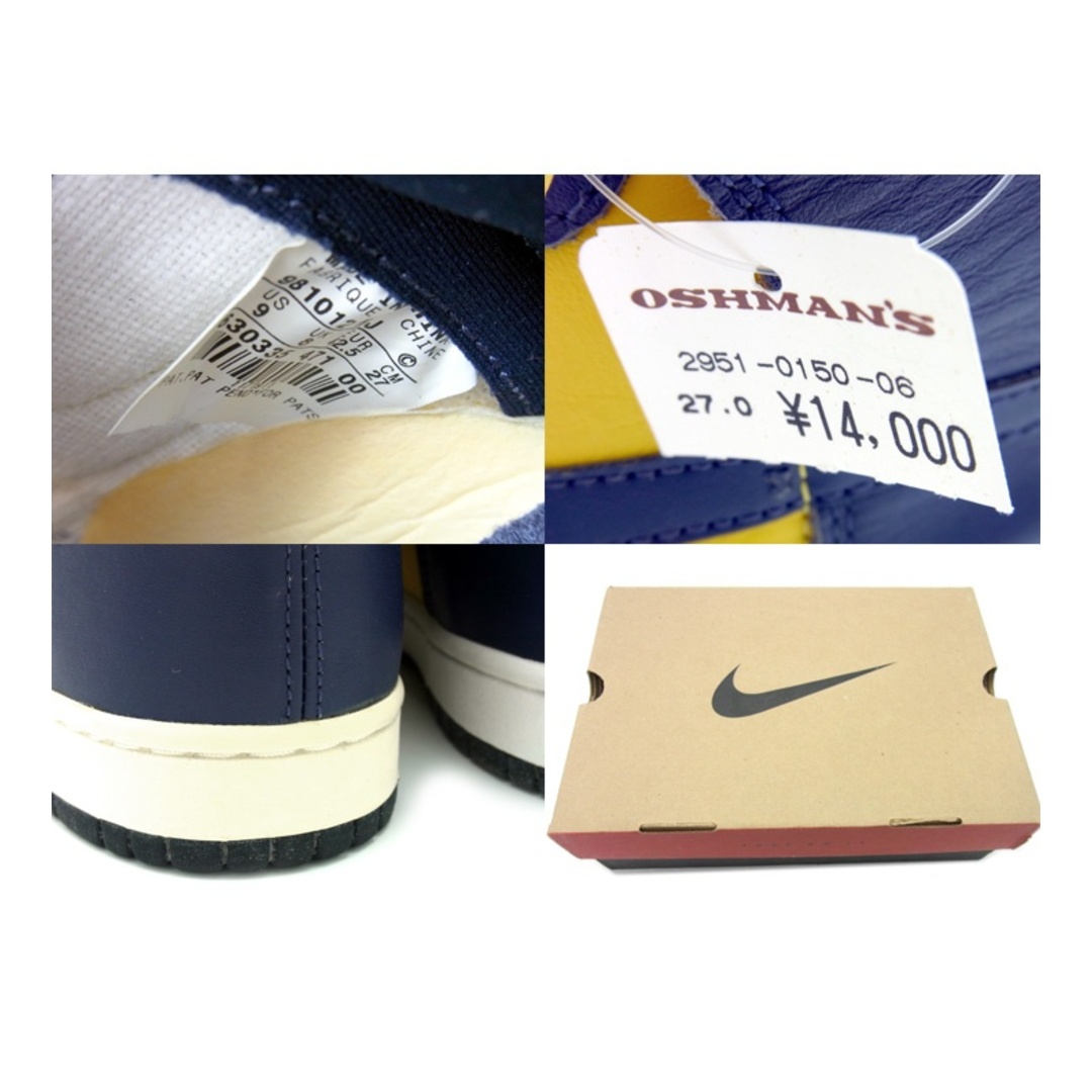 NIKE(ナイキ)のナイキ NIKE ■ 【 DUNK HIGH LE Midnight Navy VarsityMaize 630335 471 】 ダンク ハイ ミシガン 1998年製 スニーカー f21303 メンズの靴/シューズ(スニーカー)の商品写真