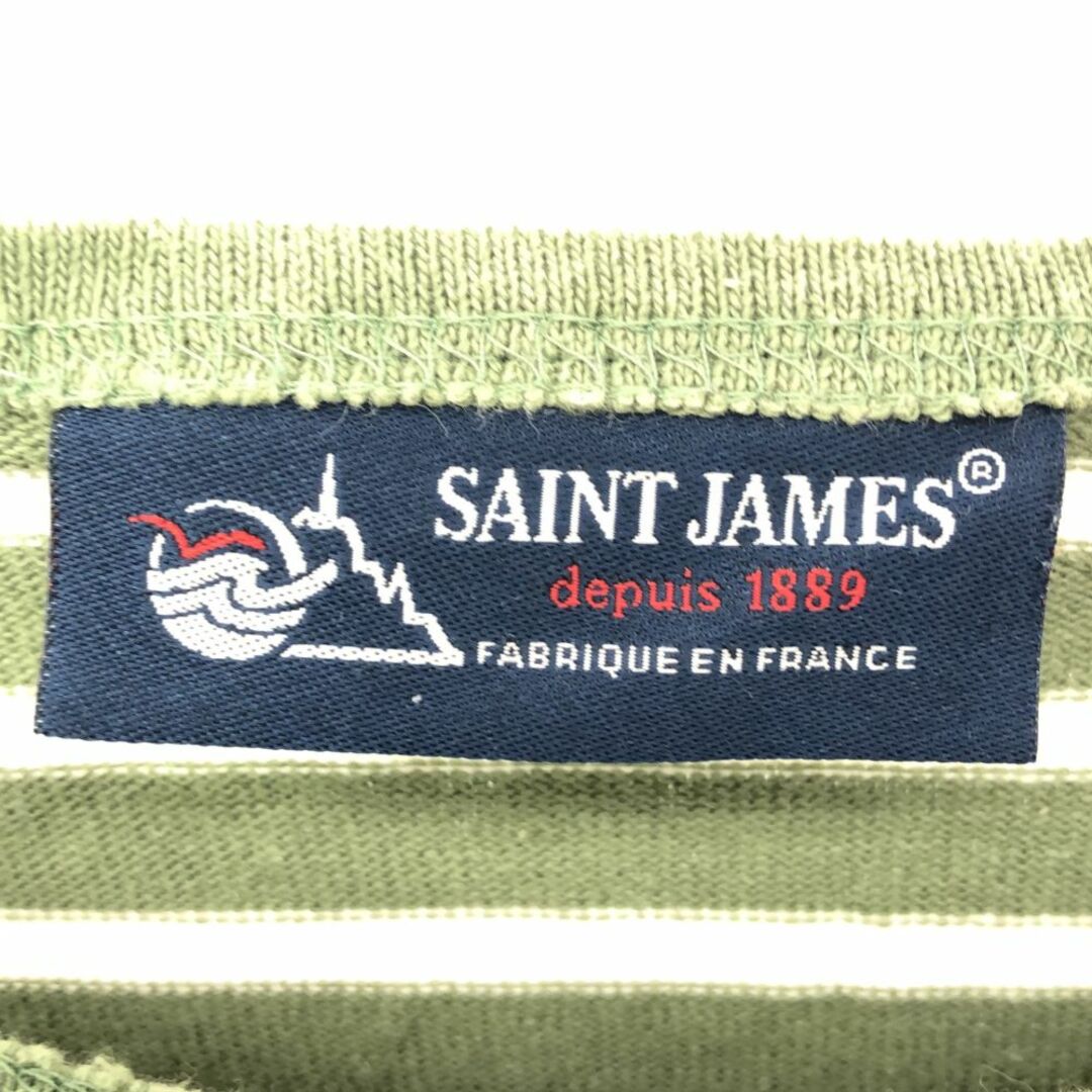 SAINT JAMES(セントジェームス)のセントジェームス フランス製 ボーダー 長袖 バスクシャツ T1 グリーン×ホワイト SAINT JAMES ロンT レディース 古着 【240321】 レディースのトップス(Tシャツ(長袖/七分))の商品写真