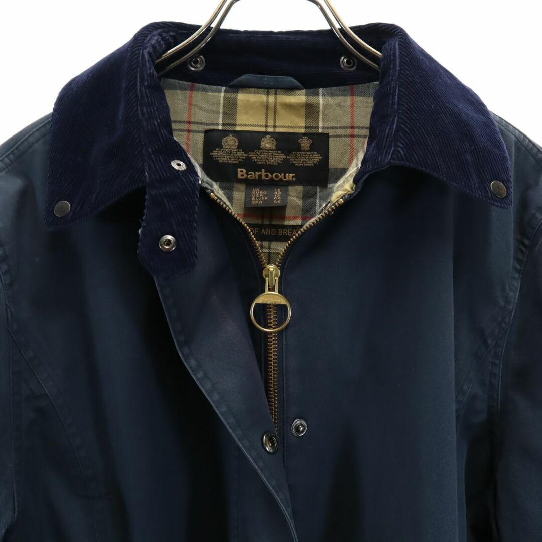 Barbour(バーブァー)のバブアー 襟コーデュロイ ロングコート 12 ネイビー Barbour レディース 古着 【240321】 レディースのジャケット/アウター(ロングコート)の商品写真