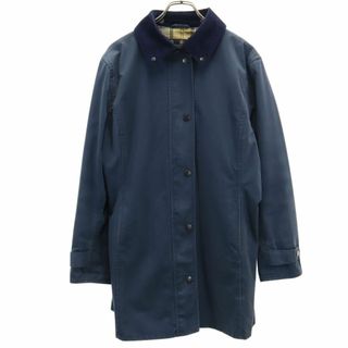 Barbour - バブアー 襟コーデュロイ ロングコート 12 ネイビー Barbour レディース 古着 【240321】