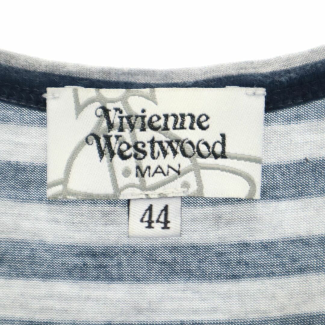 Vivienne Westwood(ヴィヴィアンウエストウッド)のヴィヴィアンウエストウッド 日本製 ボーダー ノースリーブ タンクトップ 44 グレー系 Vivienne Westwood メンズ 古着 【240321】 メール便可 メンズのトップス(タンクトップ)の商品写真