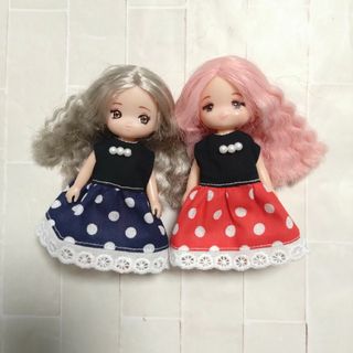 ミキちゃんマキちゃん　服セット　ワンピース（赤紺ドット）(その他)