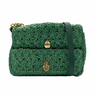 ドルチェアンドガッバーナ(DOLCE&GABBANA)のドルチェアンドガッバーナ DOLCE&GABBANA 斜め掛けショルダーバッグ ラフィア/レザー グリーン ゴールド レディース 送料無料【中古】 z0318(ショルダーバッグ)