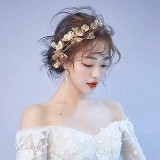 308【4点セット】セール！ヘッドドレス カチューシャ イヤリング  結婚式(ヘアピン)