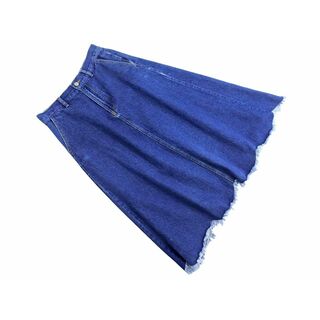 merlot メルロー カットオフ Aライン 台形 デニムスカート sizeF/青 ■■ レディース
