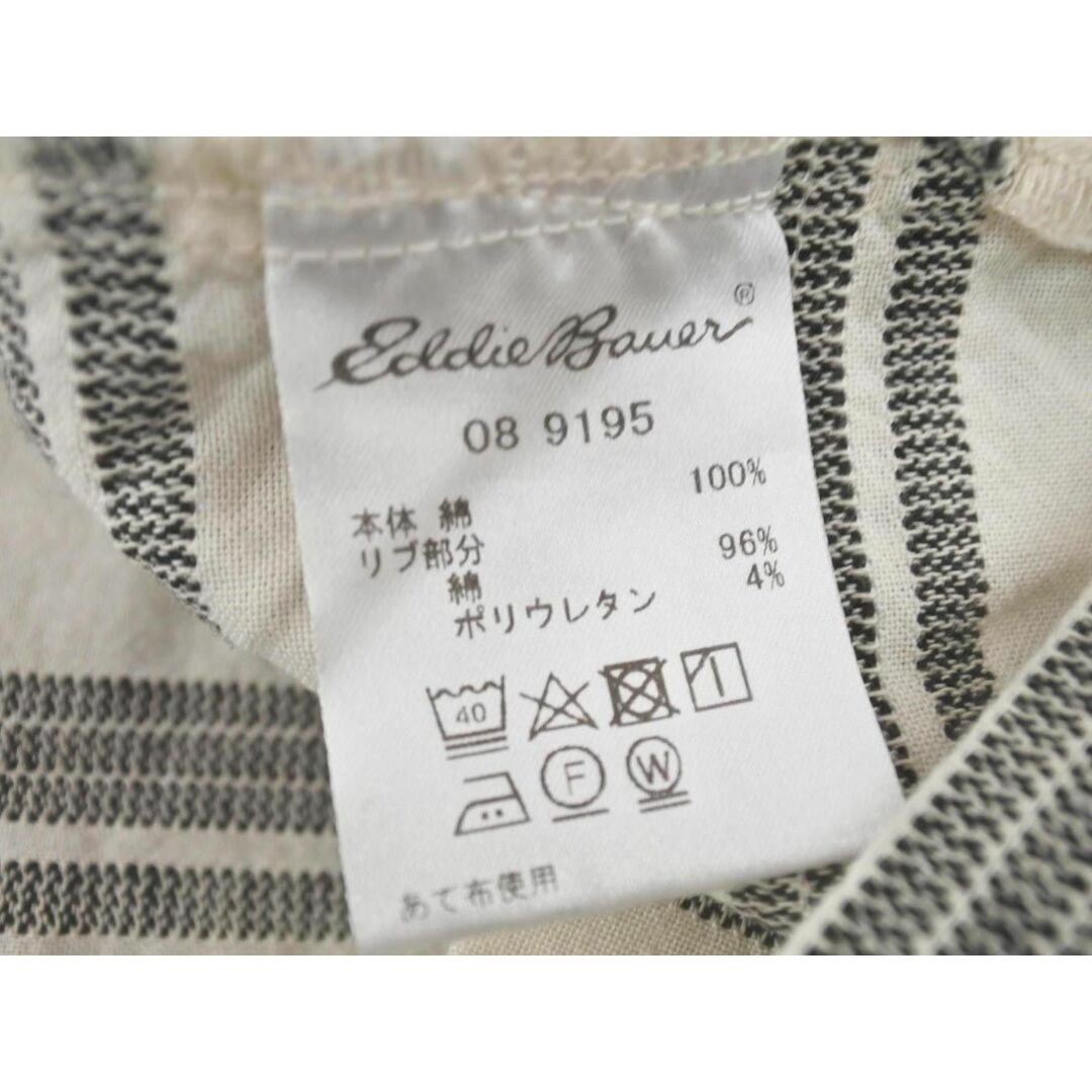 Eddie Bauer(エディーバウアー)のEddie Bauer エディーバウアー ボーダー ブラウス シャツ sizePM/オフホワイトｘ黒 ■◇ レディース レディースのトップス(シャツ/ブラウス(長袖/七分))の商品写真